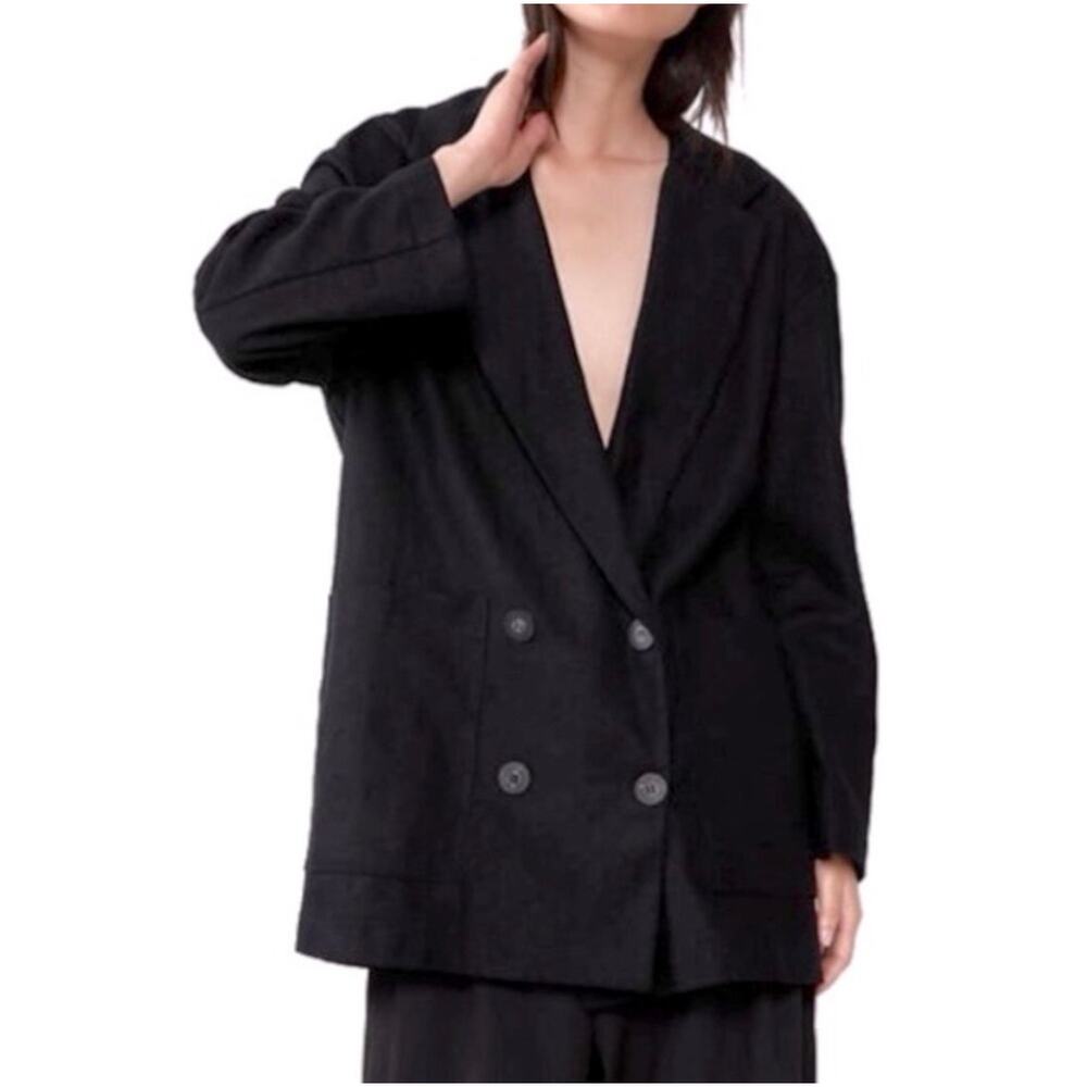 Zara Linen Blend Double Breasted Nautical Sailor Relaxed Lightweight Blazer L/XL